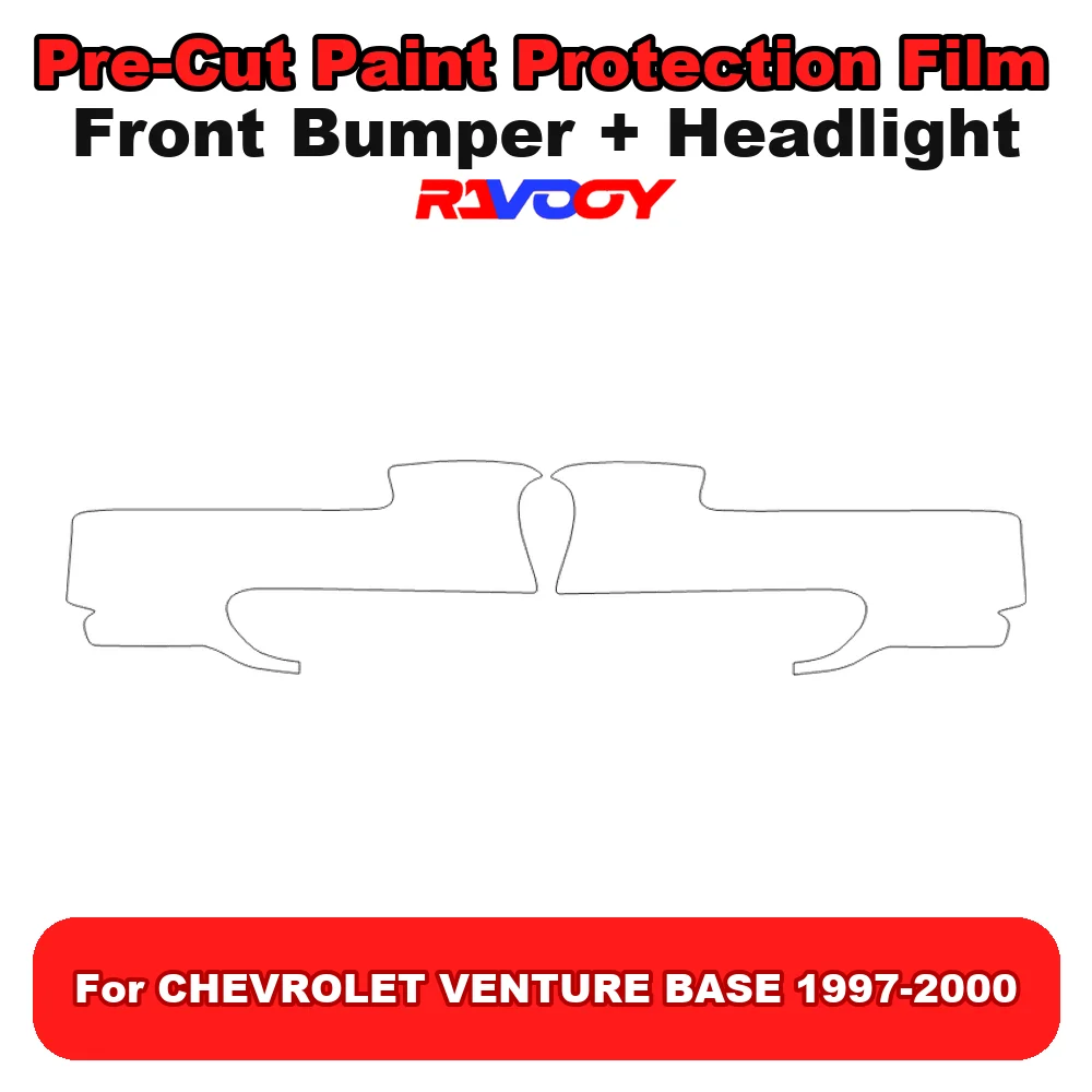 Kit de película protectora de pintura (PPF) transparente para parachoques delantero y faros delanteros de 8.5 mil, precortada, para CHEVROLET VENTURE BASE 1997-2000