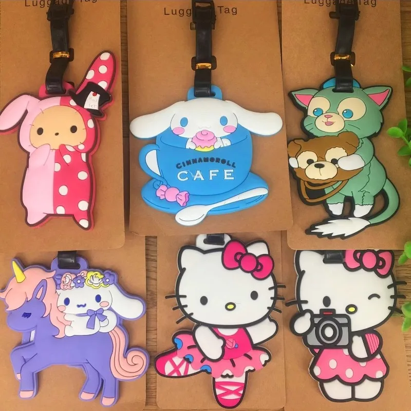 

1 PC Cartoon Suitcase ID Address Holder Luggage Check-In Portable Hello Kitty Anime Cartoon Luggage Tag Cute My Melody Gift