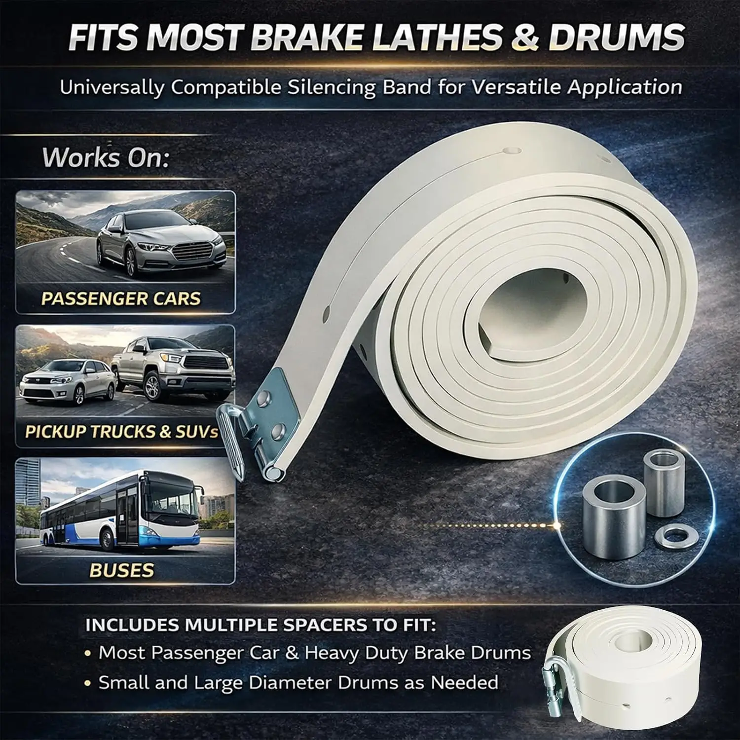 6 Ft x 1-3/4 In x 1/8 In for Passenger Cars and Light Truck Accessorie Brake Lathe Drum Band PN-80B for Ammco, FMC, Performance