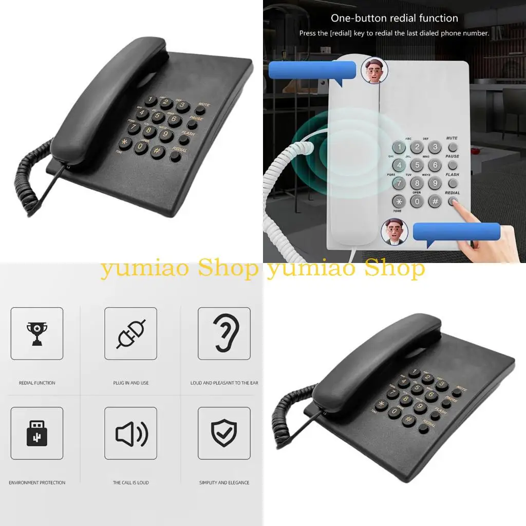 587B Corded Phones Landline Home Phone Landline Phones Wall Mountable Landline Telephone for Office Hotel Home Bathroom