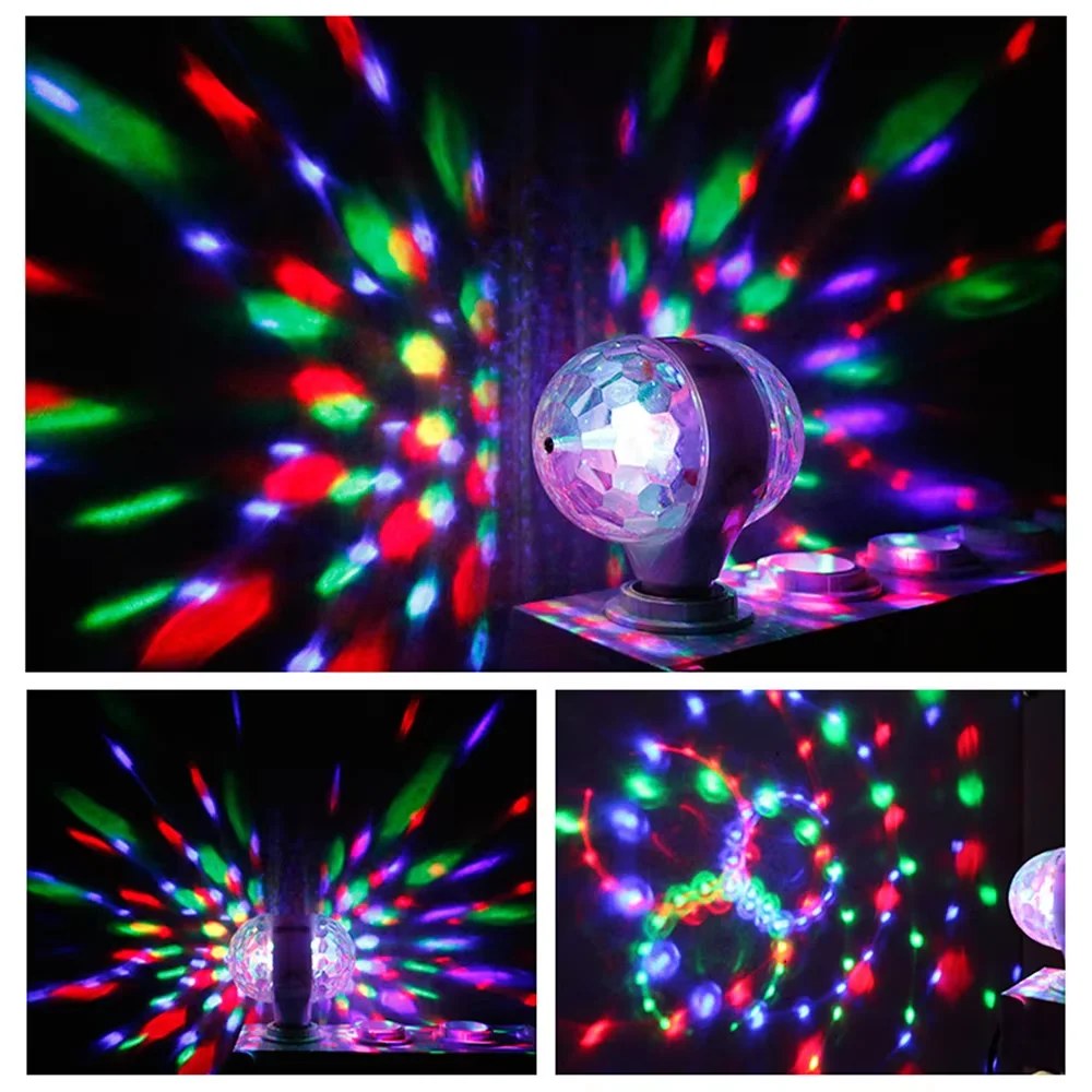 2025 E27 Disco Ball Light Rotating Mini Stage Lights DJ Audience Flash Family Halloween Christmas Party Atmosphere Lamps Wedding