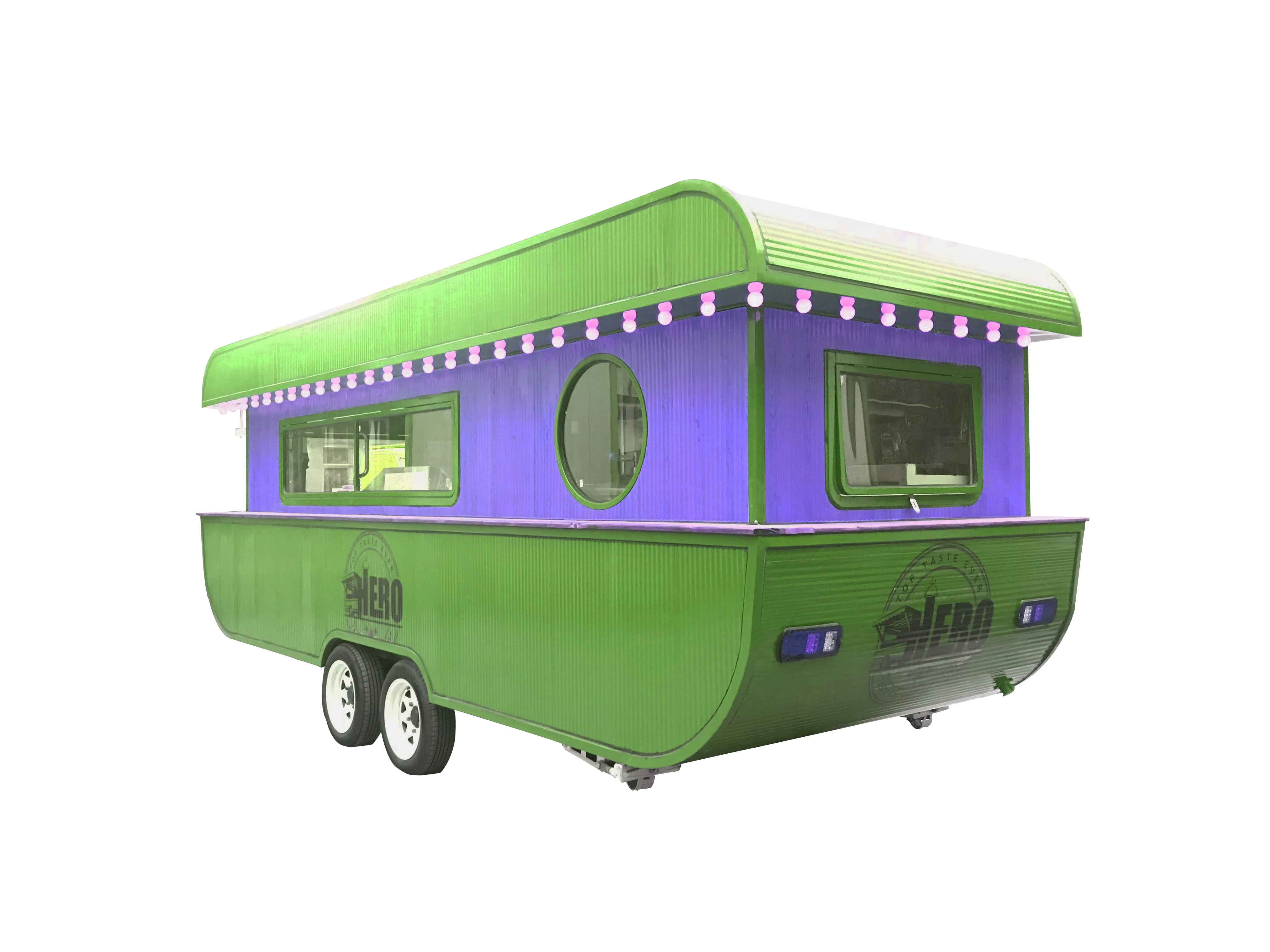 Camion de restauration rapide mobile en forme de losange unique, mode, nouveau design, livraison gratuite par mer