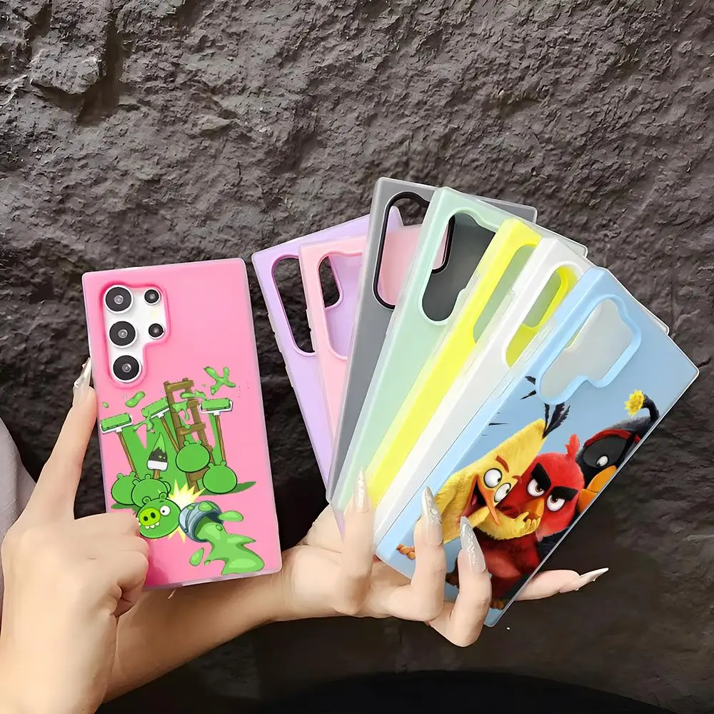 Phone Case Soft TPU Clear Case For Samsung S22-S26, 2-in-1 Detachable Multi-Color Card Holder Cover A-Angry-Birds