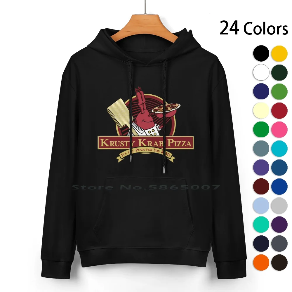 Krusty Krab Pizza Pure Cotton Hoodie Sweater 24 Colors Pizza Crab Mr Krabs 100% Cotton Hooded Sweatshirt For Women Men Unisex