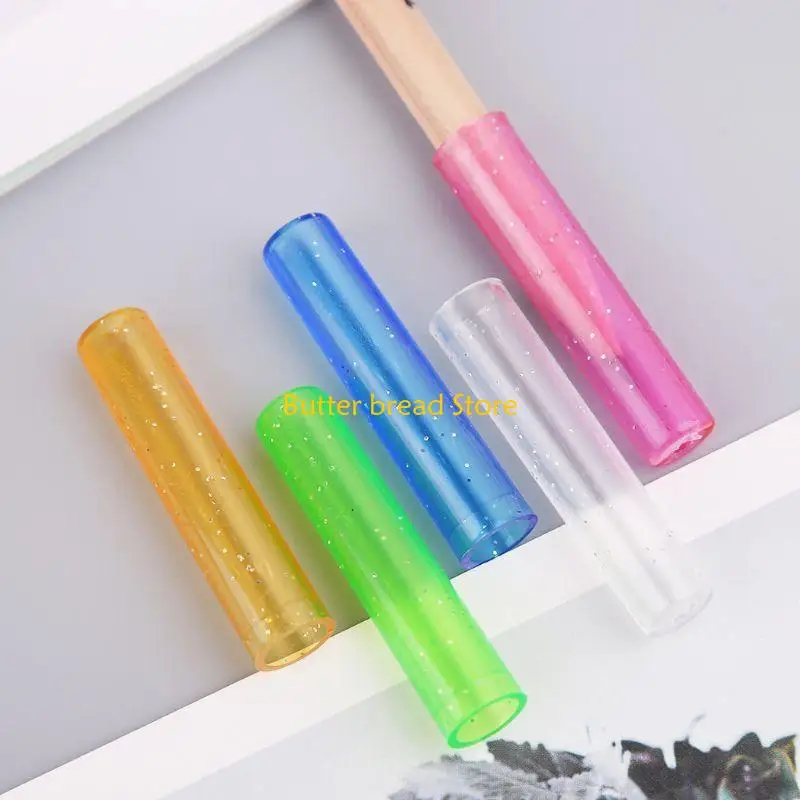 W89c 6pcs schattige potlooddop mouw cover extender plastic protector school benodigdheden nieuw