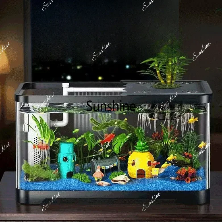 Fish tank small plastic transparent living room home desktop ecological landscaping goldfish tank