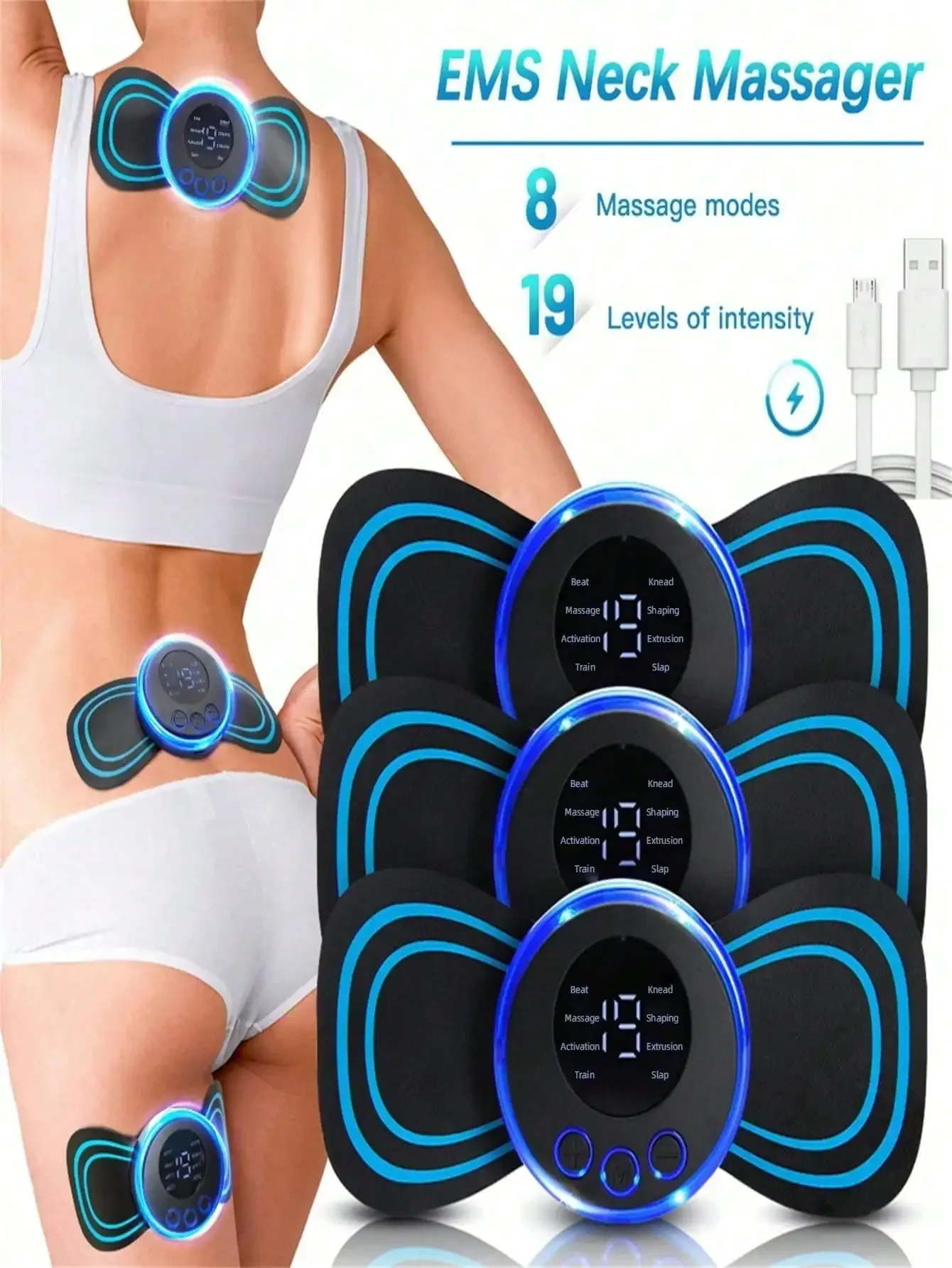 

Mini Neck Massager, Electric Massager Sticker, Portable Body Massage Patch For Men, Women, Shoulder, Arms, Leg Onigiri Tong Cake