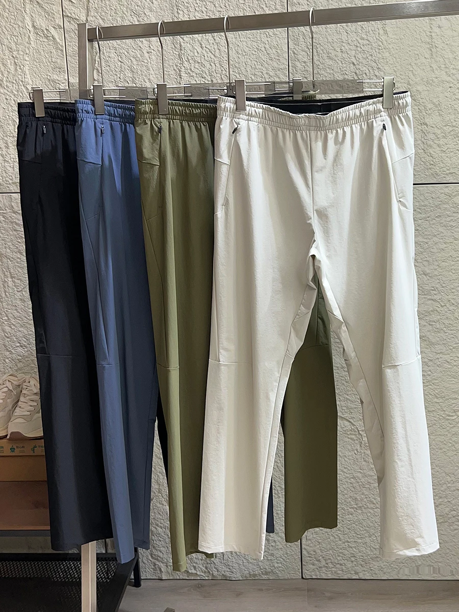 

Outdoor Waterproof Elastic Waist Casual Pants Men's Lightweight 3D Tailoring Spring Summer Loose Fit Straight Leg Trousers