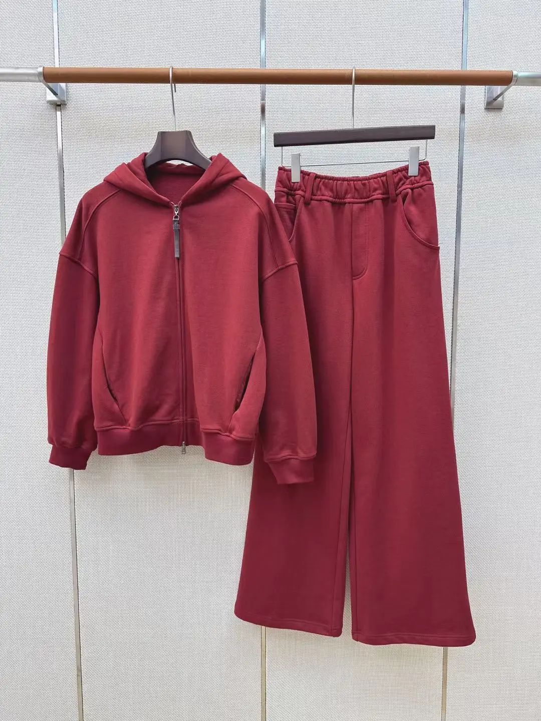 Women Oversized Hooded Zip Tracksuit, Elastic Waist Trousers, Fall Winter New Arrival