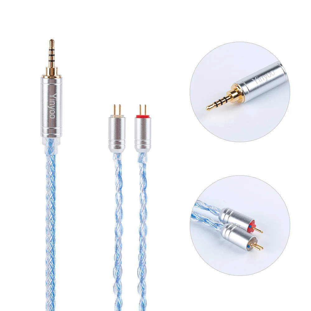 Yinyoo 16 Core High Purity Silver Plated Cable 2.5/3.5/4.4MM with MMCX/2PIN/QDC for BLON BL-01 BL-03 BL01 KZ ZSX ZSNPOR ASX ZAX