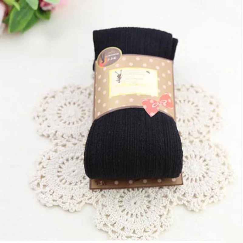 Autumn Winter Pantyhose Cotton Knitted Stretch Stockings Candy Color Women Warm Twist Striped Women Tights Footless Tights