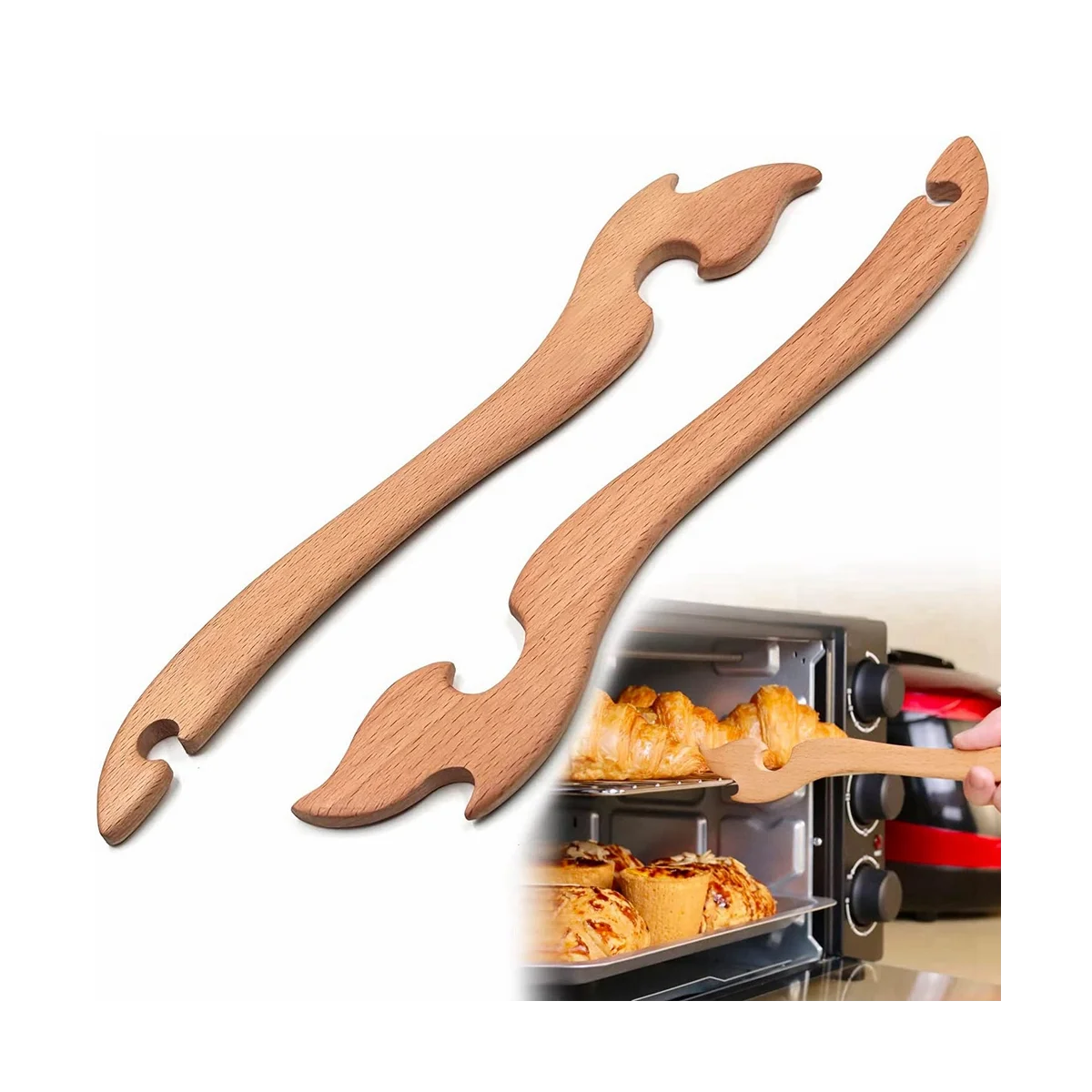 Oven Rack Puller,Oven Accessories are Made of Wood and ,Rack Hook for Oven Has Enough Length of Handle