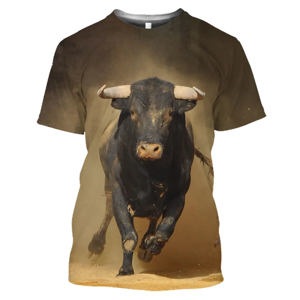  Men T-shirt Spanish Show Bullfight Bull Graphic 3D Printed T-shirt Casual Summer Short Sleeve O-Neck for Male Tops & Tees