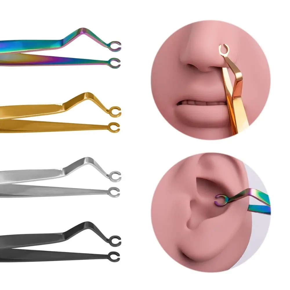 Stainless Steel Body Piercing Tool Septum Piercing Tool Ear Stud Dermal Forceps Navel Stud Nose Stud Dermal Piercing Tool