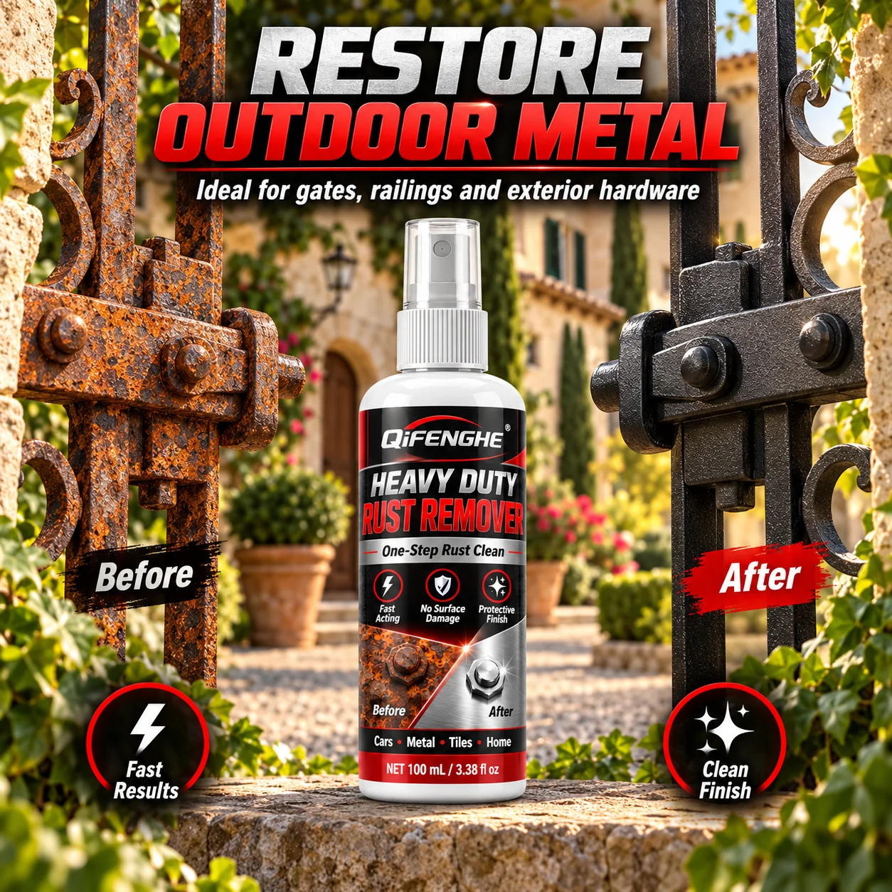 Rust Stain Remover for Metal Tile Car and Household Surfaces Fast Acting Cleaner Surface Friendly
