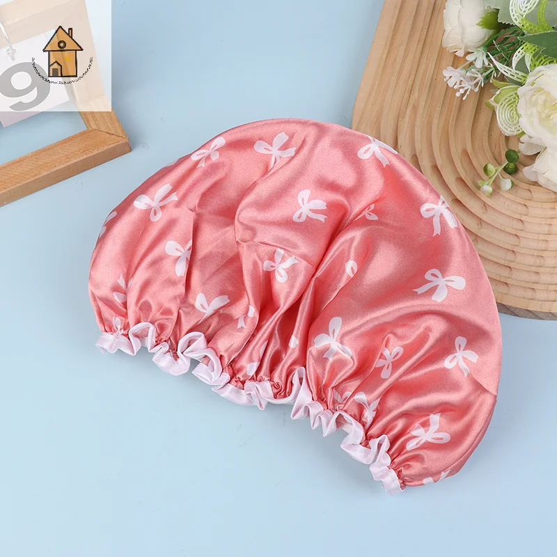 

Double-layer Water-proof Shower Cap Antifouling Kitchen Hair Cover Bathroom Bath Hat Elastic Comfortable For Men Women's Cap