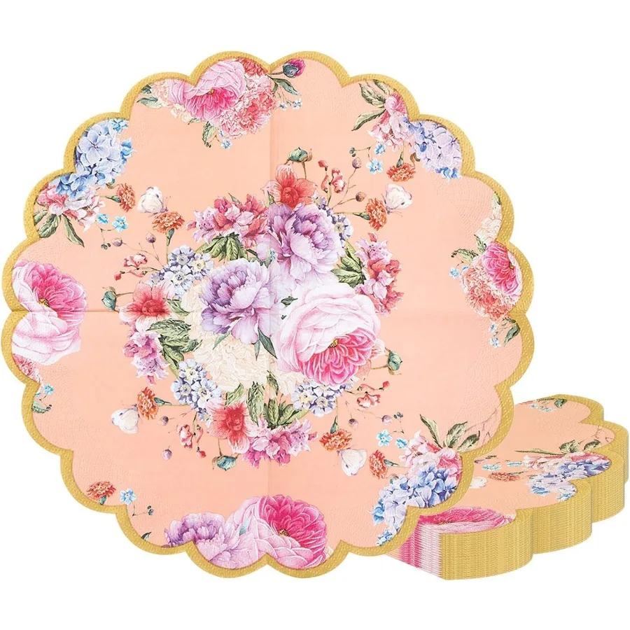 

Настоящая постоянно упаковка из 20 цветочных зубчатых тыкв, винтажная посуда для вечеринки в послеобеденном чае, для декупажа, дня рождения, детского душа B