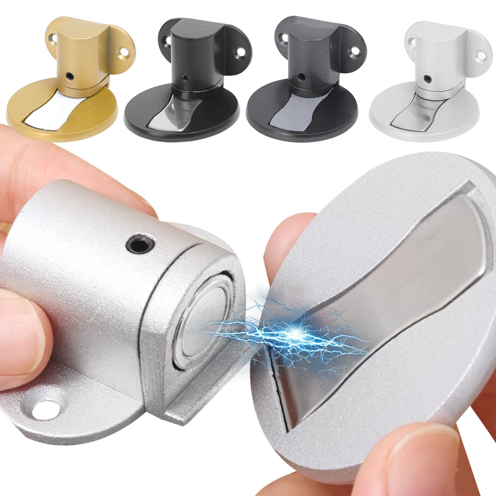 Punch-free Strong Magnetic Door Stop Adjustable Stainless Steel Anti-collision Door Resistor Invisible Bathroom Floor Door Stop