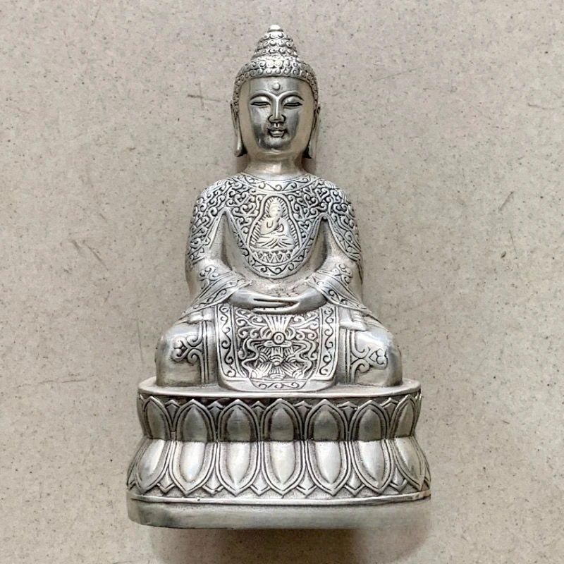 Antique Tibetan Buddhism Sakyamuni Buddha Statue Meditation Sculpture Home Buddha Altar Temple Decor