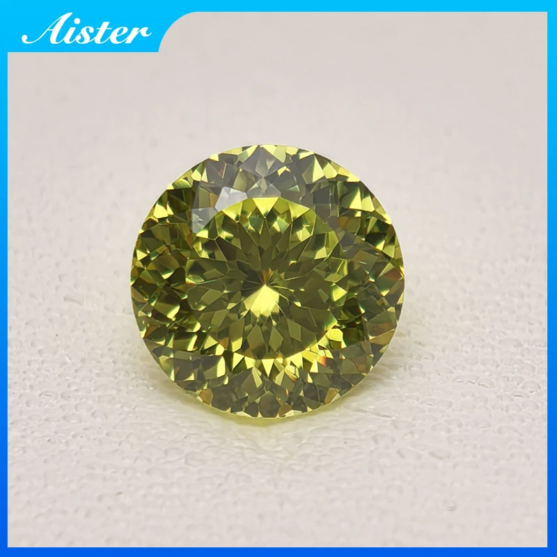 New Apple Green Round 100 Faceted Cut Cubic Zirconia Lab Zircon CZ 4K Cutting 5A+ Quality for Jewelry Making