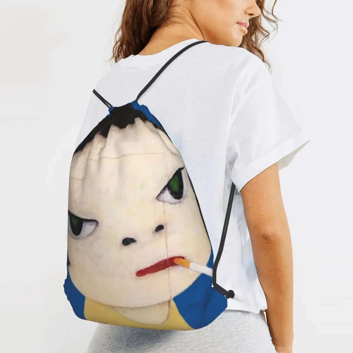 

Yoshitomo Nara Backpacks Multi-function Drawstring Bundle Pocket Sundries Bag Book Bags for Travel School