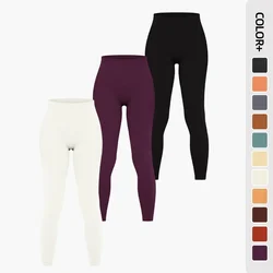 Women Thread Leggings Seamless Solid Leggings High Waist Gym Elastic Hip Liftting Workout Running Fashion Tights Yoga Slim Pants