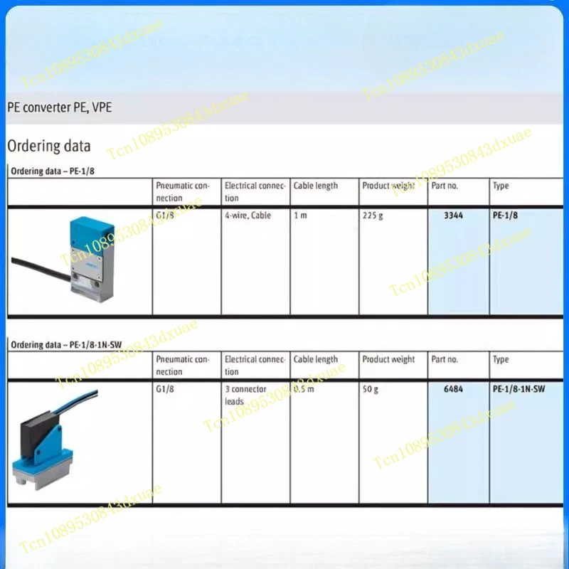 FESTO6484 PE 1 8 1N SW pressure switch 6217 PE 1 8 1N