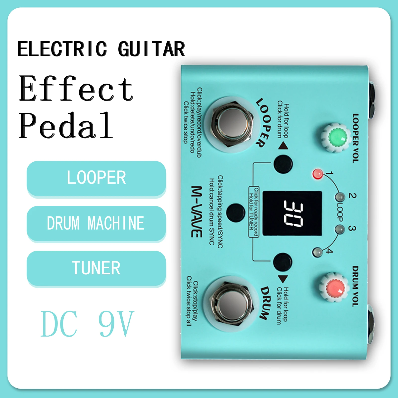 M-VAVE LOOPER Electric Guitar Effect Pedal Recording Drum Machine Phrase Loop Monoblock Tuner Effect Guitar Pedal Accessories