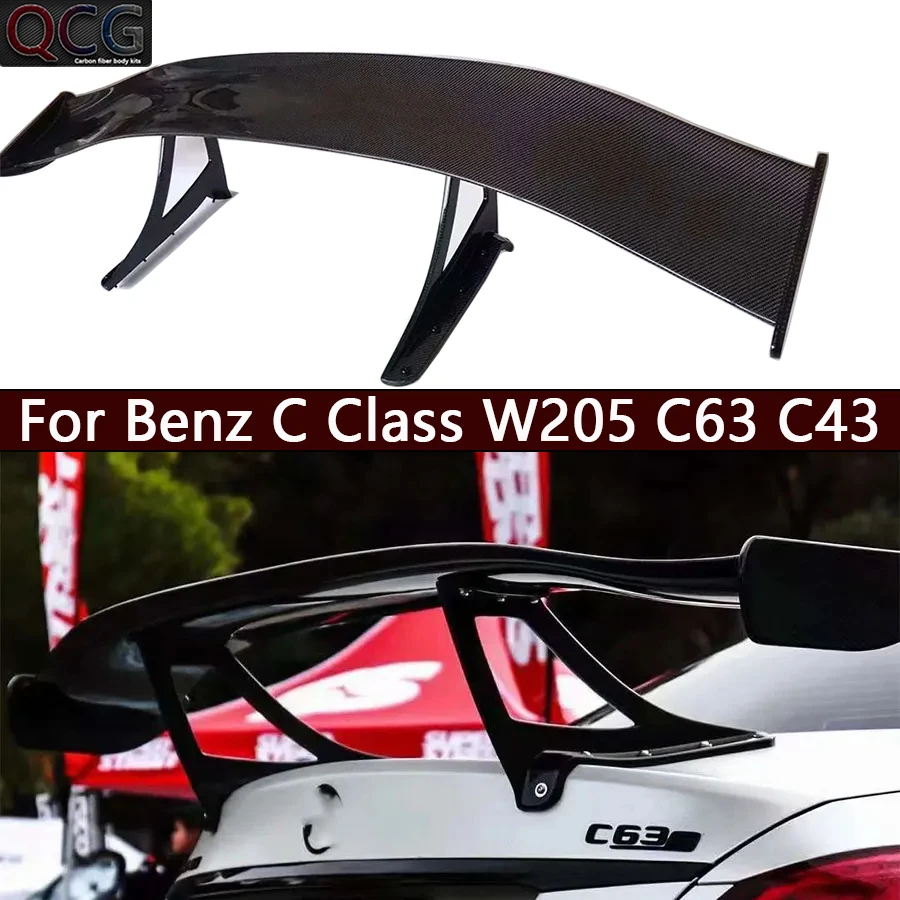 For Mercedes Benz C Class W205 C63 C43 Carbon Fiber Tail fins Rear Trunk Spoiler Guide Wing Diverter Car Accessories body kit