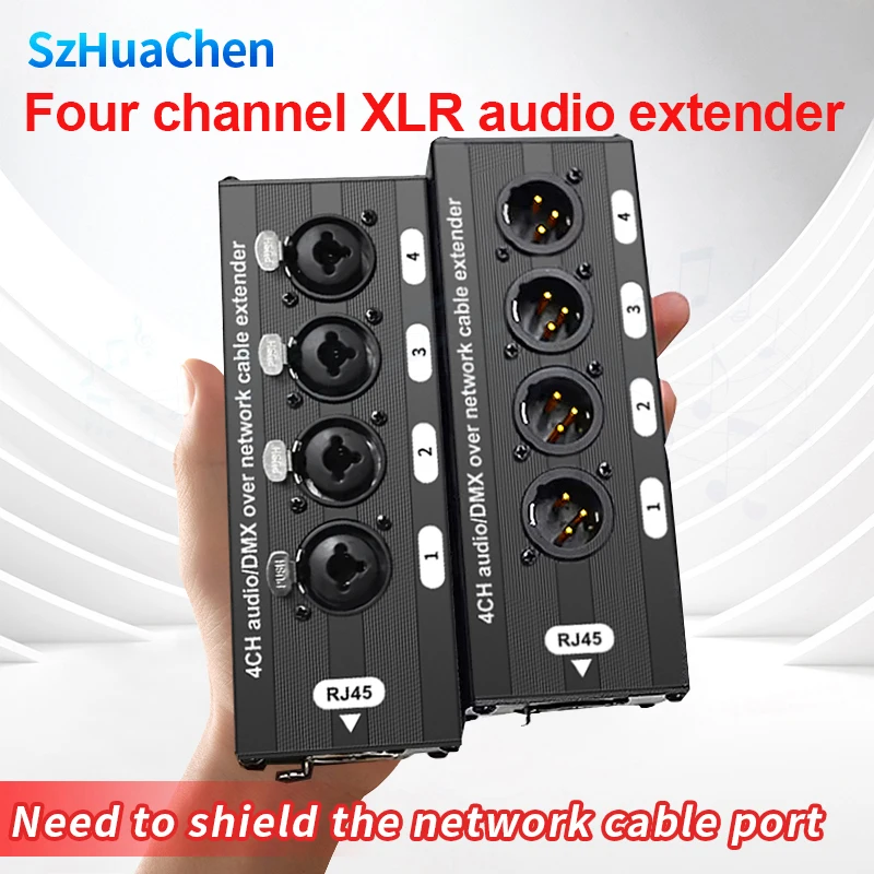 オーバーケーブルエクステンダー4チャンネルXLRからRJ45へのブレークアウト RJ45 to 4 Channel 3Pin XLR Audio cable Extender DMX512 Network