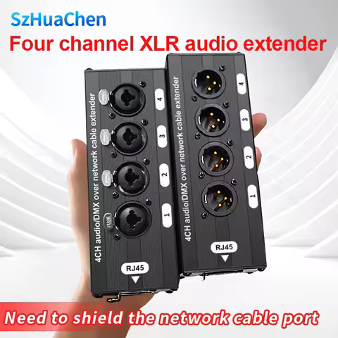 RJ45 to 4 Channel 3Pin XLR Audio cable Extender DMX512 Network signal Extender For Stage Sound Lighting and Recording Studio