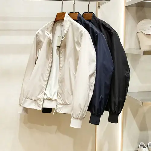 남성용 스탠딩 칼라 해링턴 재킷, 심플하고 세련된 용수철 