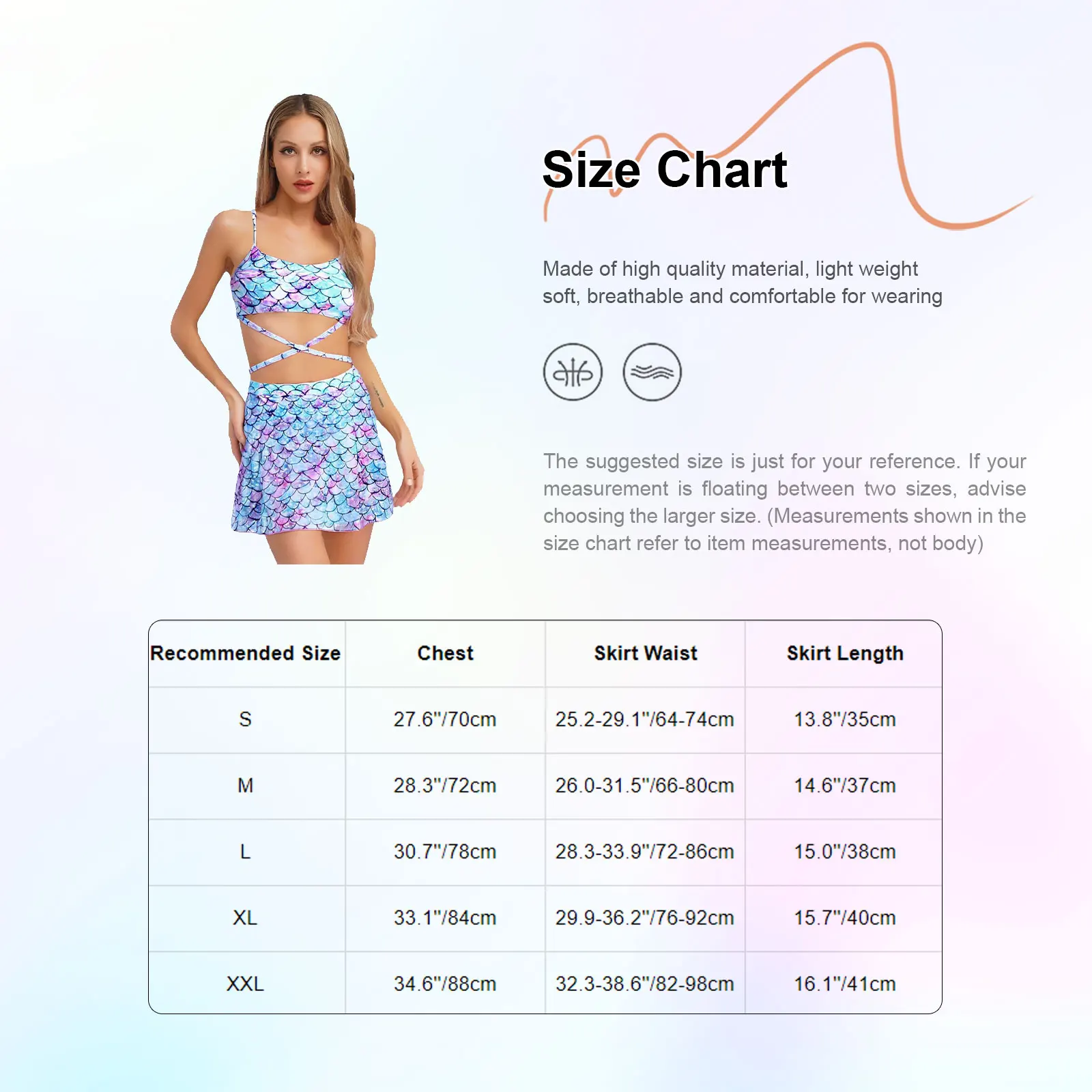 ملابس سباحة نسائية مكونة من قطعتين على شكل سمكة حورية البحر وسادات صدر بأشرطة متقاطعة ملابس سباحة تانكيني وتنورة شبكية طقم بدلة استحمام صيفية