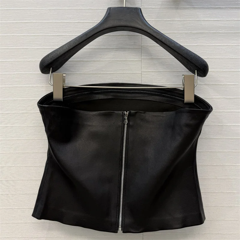 Women's Vest New sexy off shoulder women's corset for autumn 2026 100% sheepskin sleeveless top tanks top crop top women's tops