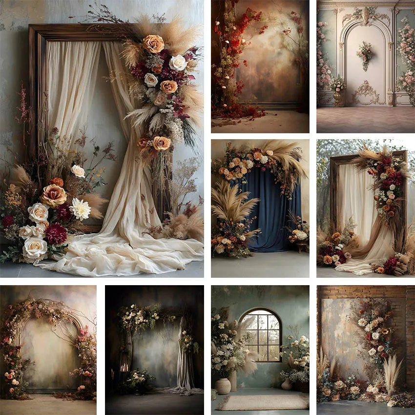 

Mehofond Photography Background Boho Floral Retro Texture Wall Adult Birthday Maternity Art Portrait Decor Backdrop Photo Studio