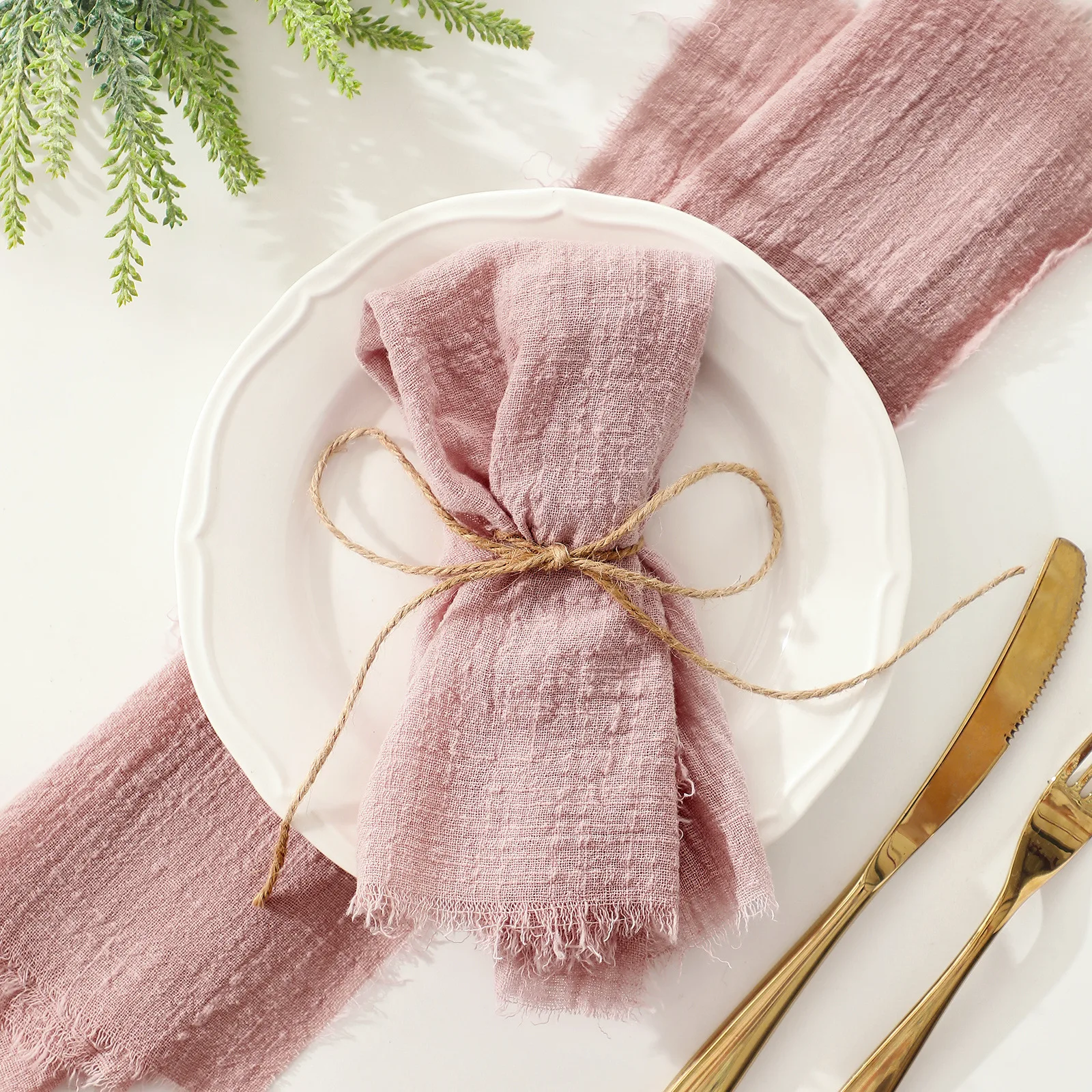 Pure Cotton Wedding Napkins Tassels Table Napkin Fabric Cloth Napkins for Dinner Home Table Decorations Rustic Wedding Supplies