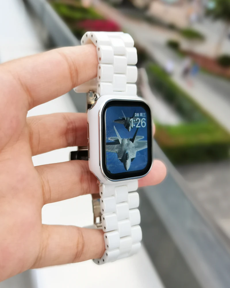 Ceramic Link bracelet for Apple Watch ultra Band 49mm 44mm 42mm 38mm 40mm luxury strap iWatch series 8 7 6 se 5 4 3 41mm 45mm