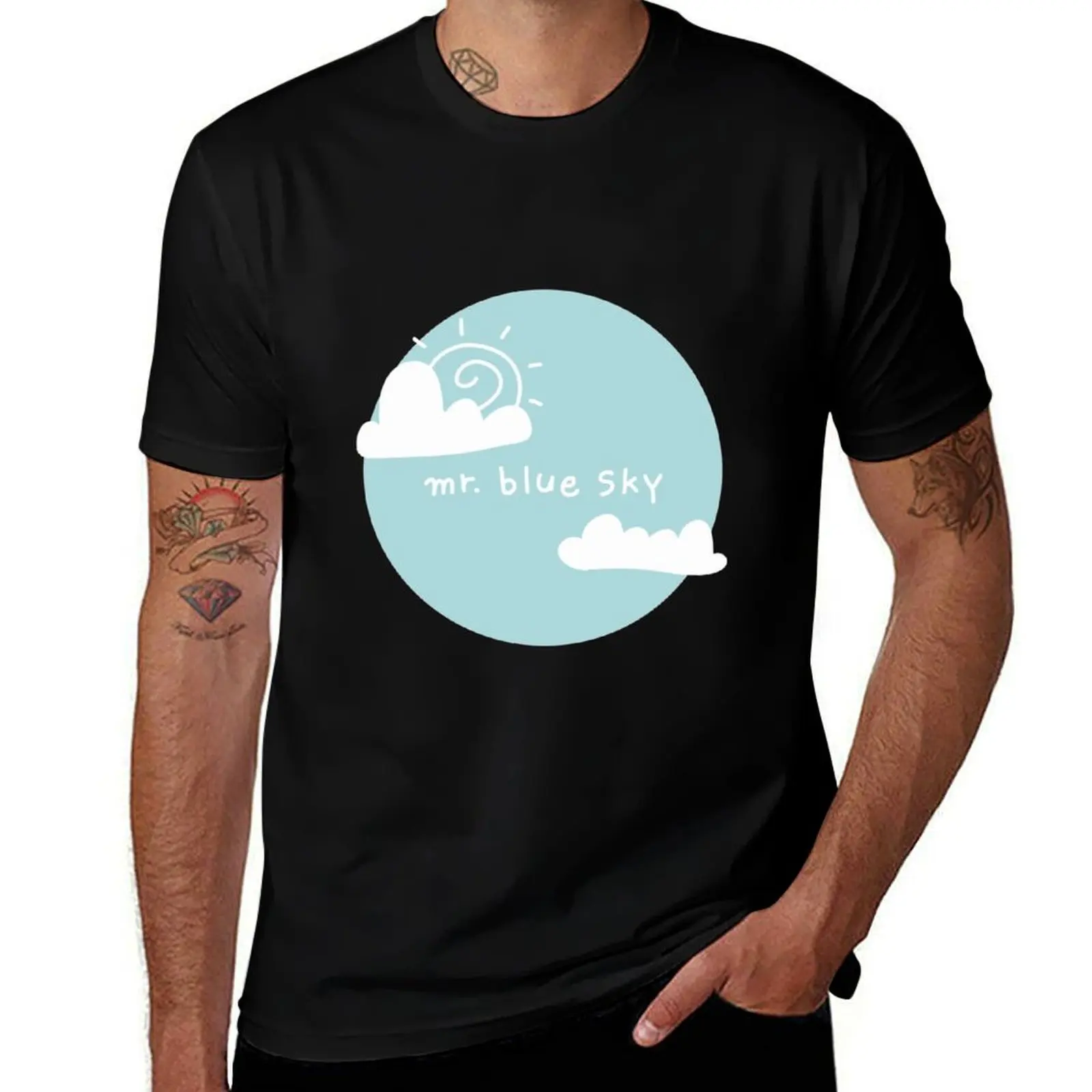 Mr Blue Sky T-Shirt Simple Solid Color Crew Neck Tee