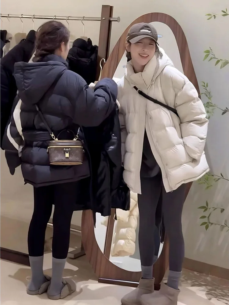 معطف نسائي مبطن من Thiened بحزام للتخسيس والخبز الدافئ Sle down Jaet طويل Sve متوسط الطول لون نقي #4