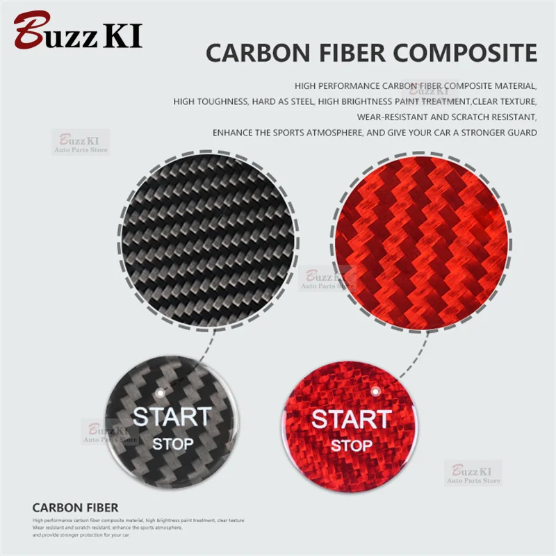 For Peugeot 408 308S 508 C4 4008 5008 Car Engine Start Stop Button Cover Real Carbon Fiber Sticker