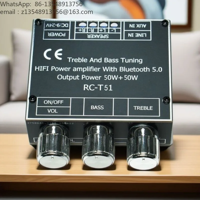 HIFI two-channel stereo high and low sound adjustment 50W * 2 Bluetooth digital power amplifier board
