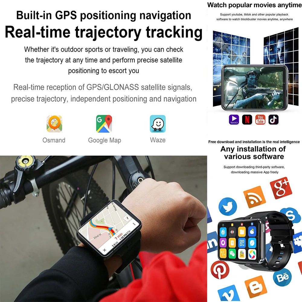S999 Big 2.88 Inch Dual Camera 4gb Ram 64GB ROM Relojes Inteligentes GPS 4G Android Smart Watch With Wifi and Sim Card