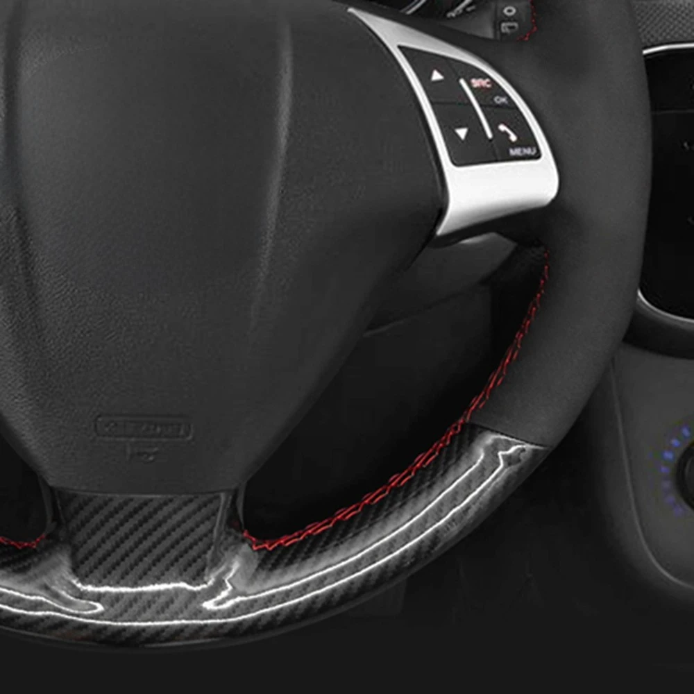 Carbon Fiber Black Suede Hand-stitched Car Steering Wheel Cover For Fiat Bravo 2007-2015 Doblo 2010-2015 Opel Combo 2012