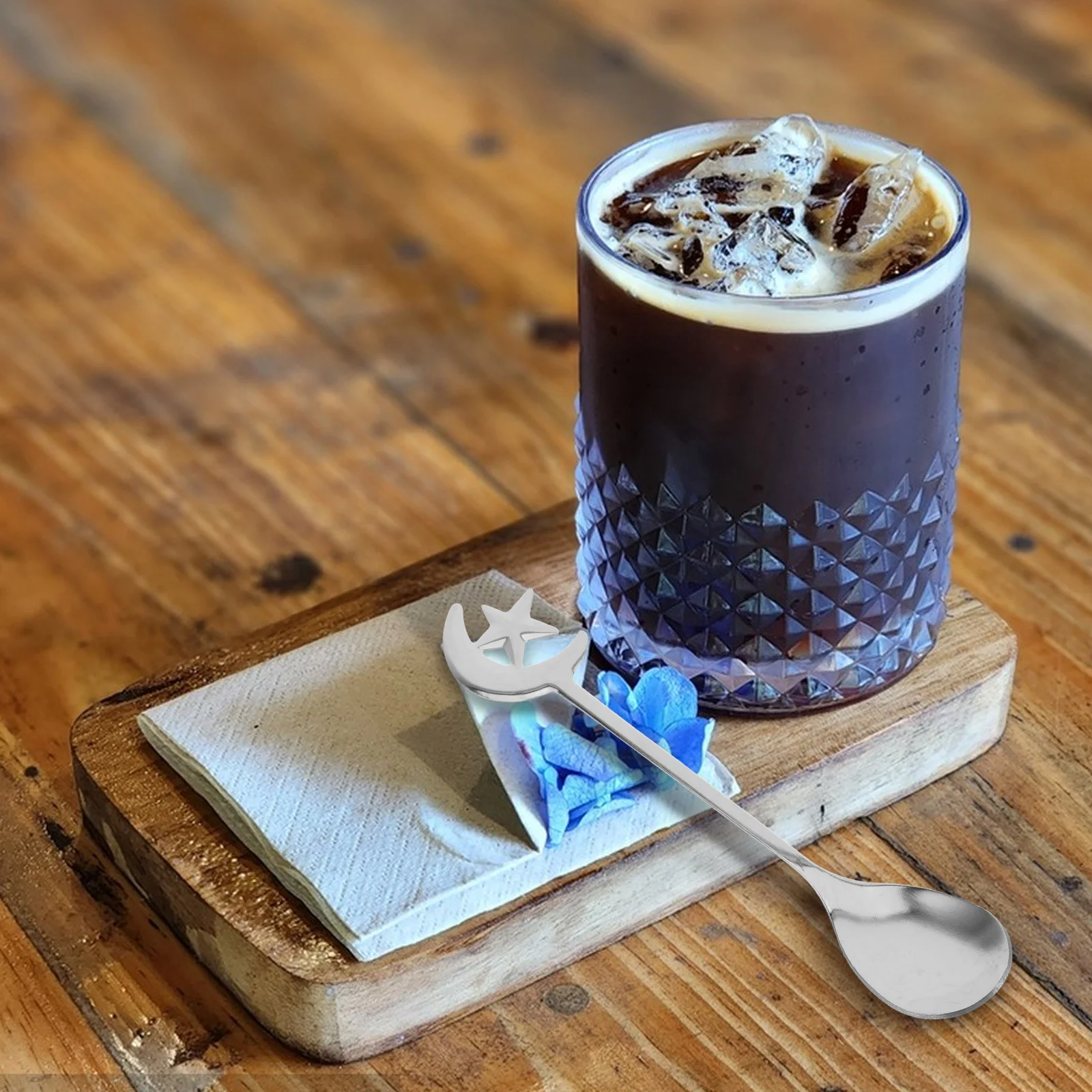 

6Pcs Coffee Spoons Stainless Steel Star Moon Design Mini Teaspoons Dessert Tea Party Espresso Stirring Spoons Cake Spoon