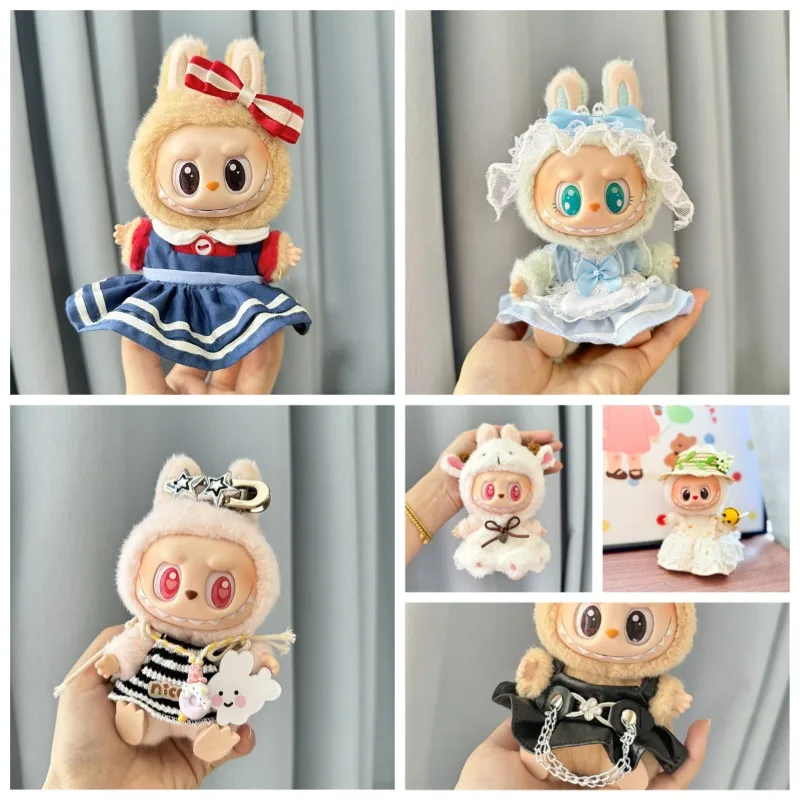 

Second-generation blind box Labubu clothes vinyl face pendant Labubu sitting party series baby clothes cute skirt toys