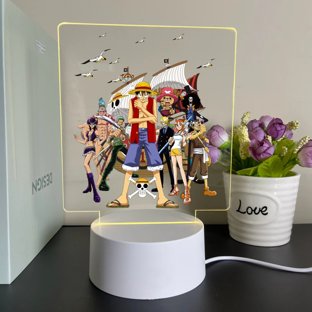 Cartoon anime Pirate Acrylic Led Night Lamp For Table Desk Decor Print one piece Gift 1 color or 3 color Light