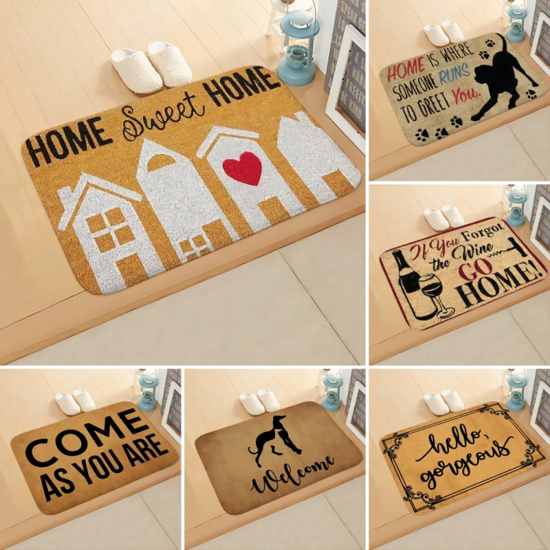 Kraft Paper Pattern Mat Indoor Doormat Non-slip Corridor Porch Entrance Carpet Washable Bathroom Bedroom Kitchen Accessories Rug