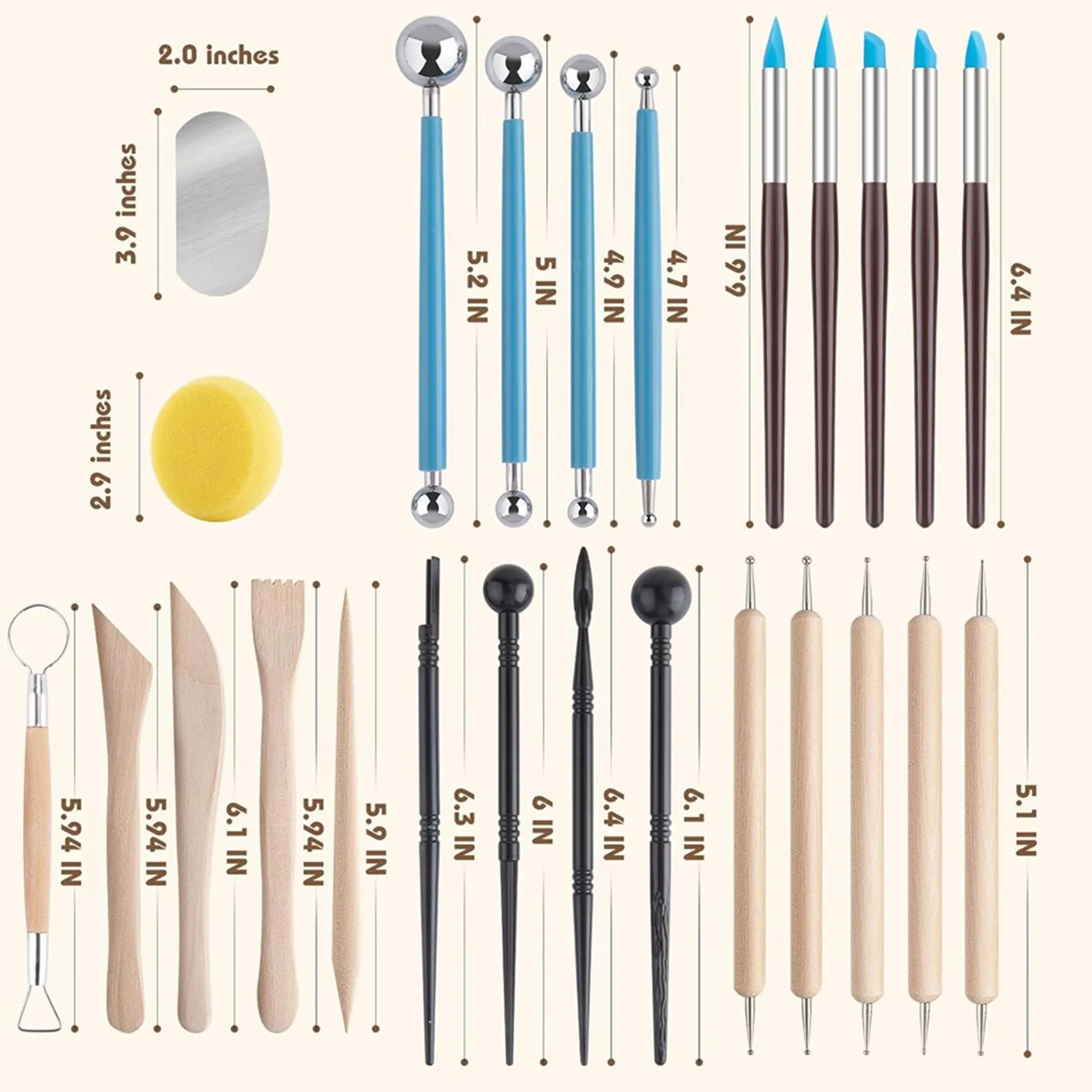 My Home 2X Pottery Tools For Sculpting,Clay Tool Kit For Carving, Tool Set For Modeling,Ceramics Tools Kits
