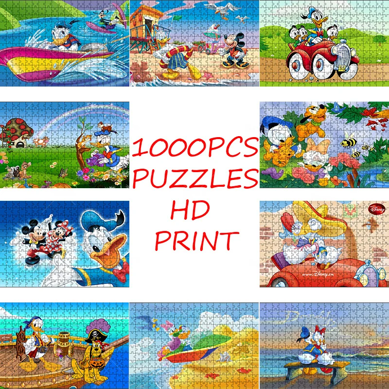 Donald Duck 1000PCS Puzzles Disney Classical Character Cartoon Puzzle Game Paper Jigsaw Picture For Friends Gifts Room Ornament