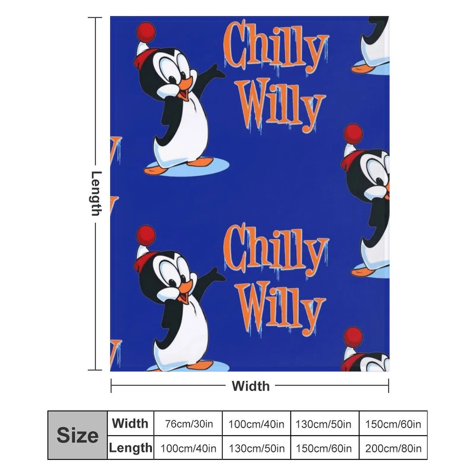 Uh huh! Chilly Willy Vintage Retro Style Throw Blanket